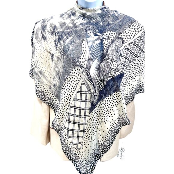 Vintage McDavid  Chiffon/Rayon Scarf 32" gray black white lady laying (27) - Picture 2 of 8